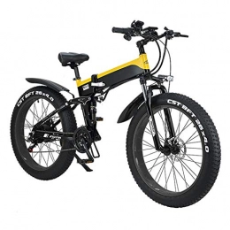 TANCEQI Electric Bike TANCEQI Adult Folding Electric Bikes, Hybrid Recumbent / Road Bikes, with Aluminum Alloy Frame, LCD Screen, Three Riding Mode, 7 Speed 26 Inch City Mountain Bicycle Booster, Yellow