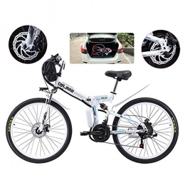 TANCEQI Bike TANCEQI E-Bike Folding Electric Mountain Bike, 500W Snow Bikes, 21 Speed 3 Mode LCD Display for Adult Full Suspension 26" Wheels Electric Bicycle for City Commuting Outdoor Cycling, White