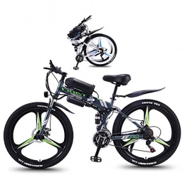 TANCEQI Electric Bike TANCEQI Electric Bike Folding Electric Mountain 350W Foldaway Sport City Assisted Electric Bicycle with 26" Super Lightweight Magnesium Alloy Integrated Wheel, Full Suspension And 21 Speed Gears, Gray
