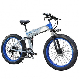 TANCEQI Bike TANCEQI Folding Electric Bike for Adults, 26" E-Bike Fat Tire Double Disc Brakes LED Light, Professional 7 Speed Transmission Gears Mountain Bicycle / Commute Ebike with 350W Motor