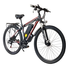 TAOCI Electric Bike TAOCI Electric Bikes for Adult, Mountain Bike, Aluminum Alloy Ebikes Bicycles All Terrain, 29" 48V 13AH Removable Lithium-Ion Battery Bicycle Ebike for Outdoor Cycling Travel Work Out (black red-29)