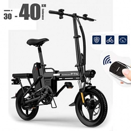 TBDLG Electric Bike TBDLG Folding Bike Electric Adults, 30-40km Mileage, 48v / 5AH, 14inch, City Bicycle Max Speed 30Km / h, Disc Brakes and Easy to Store In Caravan, Black