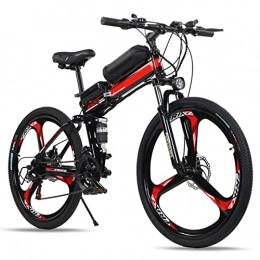 TDHLW Electric Bike TDHLW 26in Foldable Electric Mountain Bike for Adults 21 Speed, 250W eBike 36V 10Ah Removable Lithium Battery Waterproof Electric Bicycle Dual Shock Absorber with LED Front Light, Red