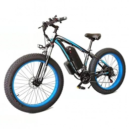 TERLEIA Electric Bike 350W Motor Front And Rear Disc Brakes All Terrain Snow Cross-Country Electric Bike 26" Mountain Electric Bicycle for Adults 21 Speed Fat Tire E-Bike,Black blue,36V 10Ah