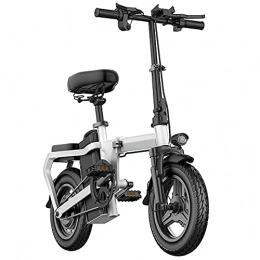 TGHY Bike TGHY Folding Electric Bike 14" City Commute E-Bike 400W Brushless Motor 48V Removable Lithium Battery Pedal Assist Energy Recovery Suspension Fork Disc Brake Adult Bicycle, White, 35km