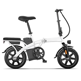 TGHY Electric Bike TGHY Folding Electric Bike 14" City Commuter E-bike for Adults 250W Brushless Motor Removable 48V 10Ah Lithium Battery Disc Brake Pedal Assist LED Headlight Foldable Bicycle, White