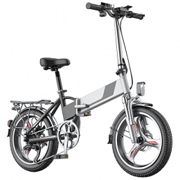 TGHY Electric Bike TGHY Folding Electric Bike 20-Inch City Commuter E-Bike with Pedal Assist 30km / h 40km Range 400W Motor 48V 15Ah Removable Lithium Battery 7-Speed Bicycle for Adults, Women, Men, Seniors, Silver