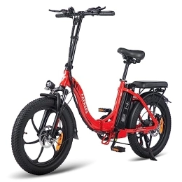 TIGUOWISH Electric Bike TIGUOWISH 20" Electric Bike Folding Bikes for Adults, Fafrees F20 36V 16Ah Removable Battery Ebike 100-130 Mileage Pedal Assist, LCD Display, Shimano 7 Speed 3 Riding Modes Red