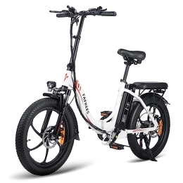 TIGUOWISH Electric Bike TIGUOWISH 20" Electric Bike Folding Bikes for Adults, Fafrees F20 36V 16Ah Removable Battery Ebike 100-130 Mileage Pedal Assist, LCD Display, Shimano 7 Speed 3 Riding Modes White