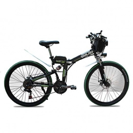TIKENBST Electric Bike TIKENBST 26 Inch Lithium Battery Folding Electric Bicycle Double Suspension Disc Brakes Mountain Electric Bicycle, Black-350w40km