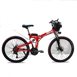 TIKENBST Bike TIKENBST 26 Inch Lithium Battery Folding Electric Bicycle Double Suspension Disc Brakes Mountain Electric Bicycle, Red-350w40km