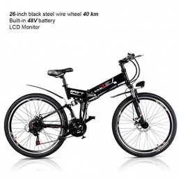 TIKENBST Electric Bike TIKENBST Folding Electric Mountain Bike Electric Bike 48V Lithium Battery Hidden Electric Car 26 Inch Tire Disc Brake And Full Suspension Fork, A