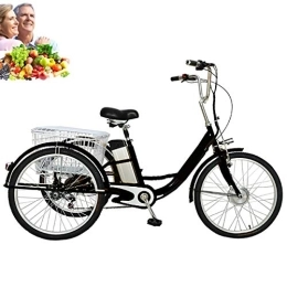 Dongshan Electric Bike Tricycle adult electric 24inch 3-wheel bicycle for elderly parents trike bikes lithium battery removable with enlarged rear basket shopping 48V12AH power-assisted tricycle pedal bicycle ladies