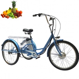 Dongshan Bike tricycle electric Adult 3-wheel bicycle power-assisted bike with rear cart basket food basket outing shopping 48V12ah scooter electric pedal 24 inch single 250w motor for Parents lover