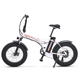 TypeBuilt Bike TypeBuilt Electric Folding Bike Fat Tire 20Inch Electric Bicycle 48V500W Bafang Motor Snow Fat 4.0 Wide Tire 7 Speed Fold Electric Mountain Bike Lithium Battery And Disc Brake, White
