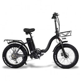 TYT Bike TYT Folding Electric Snow Bike, 750W Motor, 48V 15Ah Battery, 20 inch Mountain Bike Fat Bike, Pedal Assist E-Bike with Basket (15Ah + 1 Spare Battery), 15Ah + 1 Spare Battery