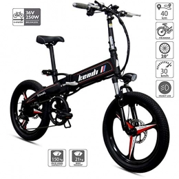 FJW Electric Bike Unisex Electric Bike 36V 250W Folding E-bike 7 Speeds Aluminum Alloy Frame 20 inch Magnesium Alloy 3 Spokes Integrated Wheel with Disc Brakes and Suspension Fork for Student / Commuter City, Black