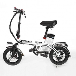 FJW Bike Unisex Electric Bike 36V 350W Aluminum Alloy Frame 14 inch Folding Bike with Disc Brakes and Suspension Fork (Removable Lithium Battery), Silver