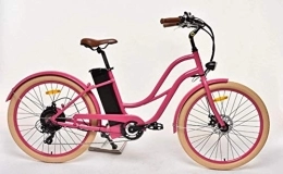 Vegan Earth Electric Bike Vegan Earth CUSTOM RETRO 50'S STYLE MIAMI CRUISER E BIKE (PINK + BEIGE) - Samsung 36V 15.6AH Lithium battery | Upgraded 3A Charger Concealed Battery | Tektro Hydraulic Brakes | Rapid Charge 4-6 hrs