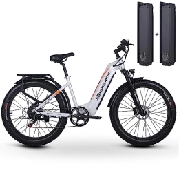Vikzche Q Bike Vikzche Q MX06 Step Through Electric Bike for adult, Mountain E-Bike, 48V*17.5Ah removable Lithium Battery, Full suspension Electric Bicycles, Dual hydraulic disc brakes 26 inch Fat Tire (TWO BATTERY)