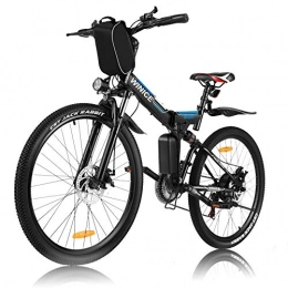 Vivi Electric Bike Vivi 26" Folding Electric Bike for Adults, 21 Speed Electric Mountain Bicycle, with Removable 36V 8Ah Battery, Double Shock Absorption 250W (Black blue)