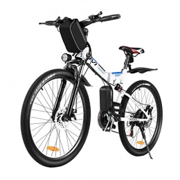 Vivi Electric Bike VIVI 350 W Foldable E-Bike Mountain Bike, 26 Inch Electric Bicycle Foldable for Men and Women, Professional Shimano 21 Speed 36 V 8 Ah Lithium-Ion Battery (Blue White)