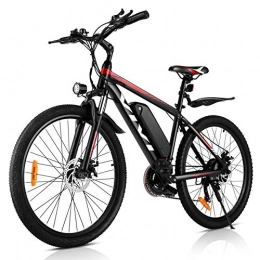 Vivi Electric Bike Vivi 350w Electric Bike 26 Inches Mountain Bike 36v 10.4ah Removable Battery 32km / H 21-Speed Adult Electric Bike (RED)