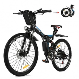 Vivi Electric Bike Vivi Electric Bikes for Adults 26'' Electric Mountain Bike 250W Folding Bike with Removable 8Ah Battery, Professional 21 Speed Gears, Full Shock Absorption (26in-Black)