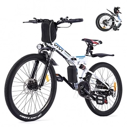 Vivi Bike Vivi Electric Folding Bikes for Adults, 26'' Electric Mountain Bike, 350W Electric Bicycle E-Bike with Removable 8ah Battery, Professional 21 Speed Gears, Full Suspension
