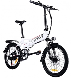 Vivi Electric Bike VIVI Folding Electric Bike 250W, Adult Electric Bikes, 26" Mountain Bike with 8Ah Battery, 7 Speed / Recharge Mileage 25 Mile / 3 Working Mode (20 Inch-WHite)
