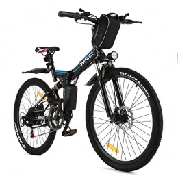 Vivi Electric Bike Vivi Folding Electric Bike Electric Mountain Bicycle 26" Lightweight 250W Ebike, Electric Bike for Adults with Removable 8Ah Lithium Battery, Professional 21 Speed Gears (Black)