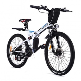 Vivi Electric Bike Vivi Folding Electric Bike Electric Mountain Bicycle 26" Lightweight 250W Ebike, Electric Bike for Adults with Removable 8Ah Lithium Battery, Professional 21 Speed Gears (White)