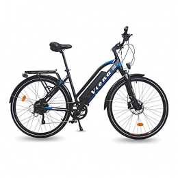 VIENA Bike Vélo VTC Electric Mod. Viena urbanbiker 768 WH (48 V 16 Ah Lithium Ion Battery) (Yellow / Blue), 26 " / 28" Size 45 / 48 Shimano Altus Derailleur 7 Speeds., blue, 28