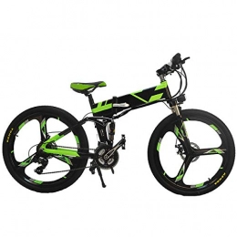 W&TT Bike W&TT Electric Mountain Bike 48V 250W Folding E-bike with Dual Disc Brakes and LCD Color Screen 5-speed Smart Meter, Shock Absorber Fork SHIMANO 7 Speeds Commuter Bicycle 26 inch, Black