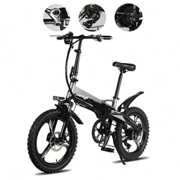 W&TT Electric Bike W&TT Foldable Mountain Bikes 48V 250W Adults Aluminum Alloy 7 Speeds Electric Bicycles Double Shock Absorber Bikes with 20inch Tire, Disc Brake and Full Suspension Fork, Gray