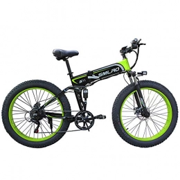 WFIZNB Electric Bike WFIZNB Electric mountain bikes, 1000W Electric Bike Mens Mountain Ebike 21 Speeds 26 inch Fat Tire Road Bicycle Beach / Snow with lithium-ion battery 48V8Ah Off-road bikes, Green