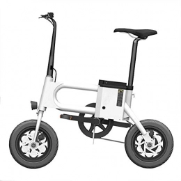Wgw Electric Bike Wgw Adult Folding Battery Car, Electric Bike with Pedal Assist Removable Battery with Electronic Intelligent Anti-Theft, Aluminium Frame And Disc Brakes, White, 7.5AH