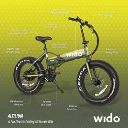 Wido Folding Ebike Electric All Terrain Mountain Bike Lithium Powered Rechargeable Battery Fat Tyre Bicycle