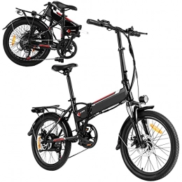 Winice Bike Winice 20 Inch Electric Bicycle, Folding Electric Bike Ebike, 36V 8Ah Removable Battery, 7 Speed Gears Adult Electric Bicycle (BLACK)