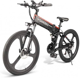 WJJH Electric Bike WJJH Folding Electric Bicycle Aluminum Alloy Electric Mountain Bike Unisex Adult Youth 26 Inch 25km / h 48V 10 AH 350W 21 Speed Electric Ebike with Pedals Power Assist, A