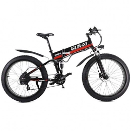 WK Electric Bike WK Electric Snow Bike 48V 1000W 26 inch Fat Tire Ebike with Removable Lithium Battery and Suspension Fork with Rear Seat lili