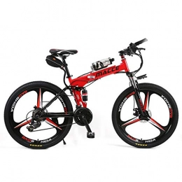 WM Bike WM 26-inch Folding Electric Bicycle 21-speed 36v Lithium Battery Beach Cruiser Bicycle A Variety Of Speeds Suitable For Young Men And Women, Red