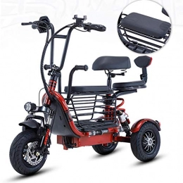 WM Electric Bike WM Adult Electric Bicycle / portable Foldable Lithium Battery Electric Tricycle With Child Seat Large Capacity Storage Basket 240W Brushless Silent Electric Bicycle Endurance 30-35 KM, Red
