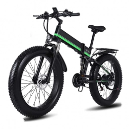 WMLD Electric Bike WMLD Mountain Foldable Electric Bike 4.0 Fat Tire 1000W Mountain Electric Bike 26 Inch Tire Snow Electric Bicycle Men 48V Adult Cycling E bike (Color : Black Green)