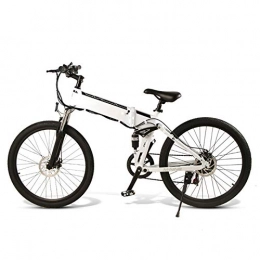 WOkismx Electric Bike WOkismx 26-Inch Electric Bicycle, 21-Speed Foldable Electric Bicycle, 48V 500W10ah Mountain Bike Electric Bicycle, Maximum Speed 30Km / H, White