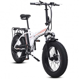 WOkismx Electric Bike WOkismx Electric Bicycle 500W 4.0 Fat Tire Electric Bicycle Beach Cruiser Bicycle Moped 48V Lithium Battery Foldable Men And Women, White
