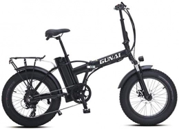 Woodtree Electric Bike Woodtree Electric Snow Bike 500W 20 Inch Folding Mountain Bike with 48V 15AH Lithium Battery and Disc Brake, Colour:Black (Color : Black)