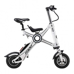 WQY Bike WQY 10-Inch Folding Electric Bicycle Aluminum Alloy Chainless Electric Bike Light And Fast Folding Ebike with Child Seat, White, 8.7AH