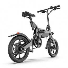 WQY Electric Bike WQY 16 Inch Electric Mountain Bike, Foldable Adult Double Disc Brake And Full Suspension Mountainbike, Bicycle Adjustable Seat, Aluminum Alloy Frame Smart Lcd Meter, Gray