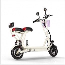 WSBBQ Adult Electric Scooter 500W Folding Adjustable Outdoor Speed Electric Bicycle With Seat,Whitewithoutbattery
